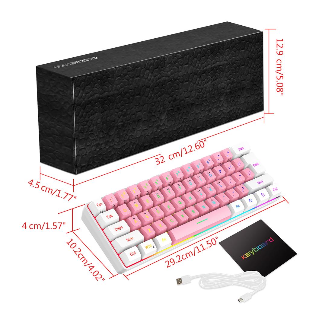 Проводная игровая клавиатура с 61 клавишей, USB-клавиатура с RGB-подсветкой для ноутбука, настольного компьютера, игровая клавиатура, проводная USB-клавиатура
