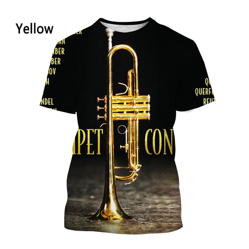 Vintage Musical Instrument 3D Print T-shirt Y2k Clothes Men Women Classic Saxophone Graphic T Shirts Kids Casual Streetwear Tops