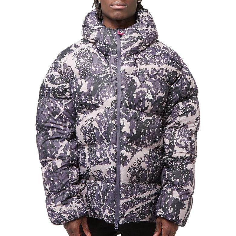 Nike Camouflage Print Hooded Zip-Up Long Sleeve Jacket Men jackets Black HF0033-573