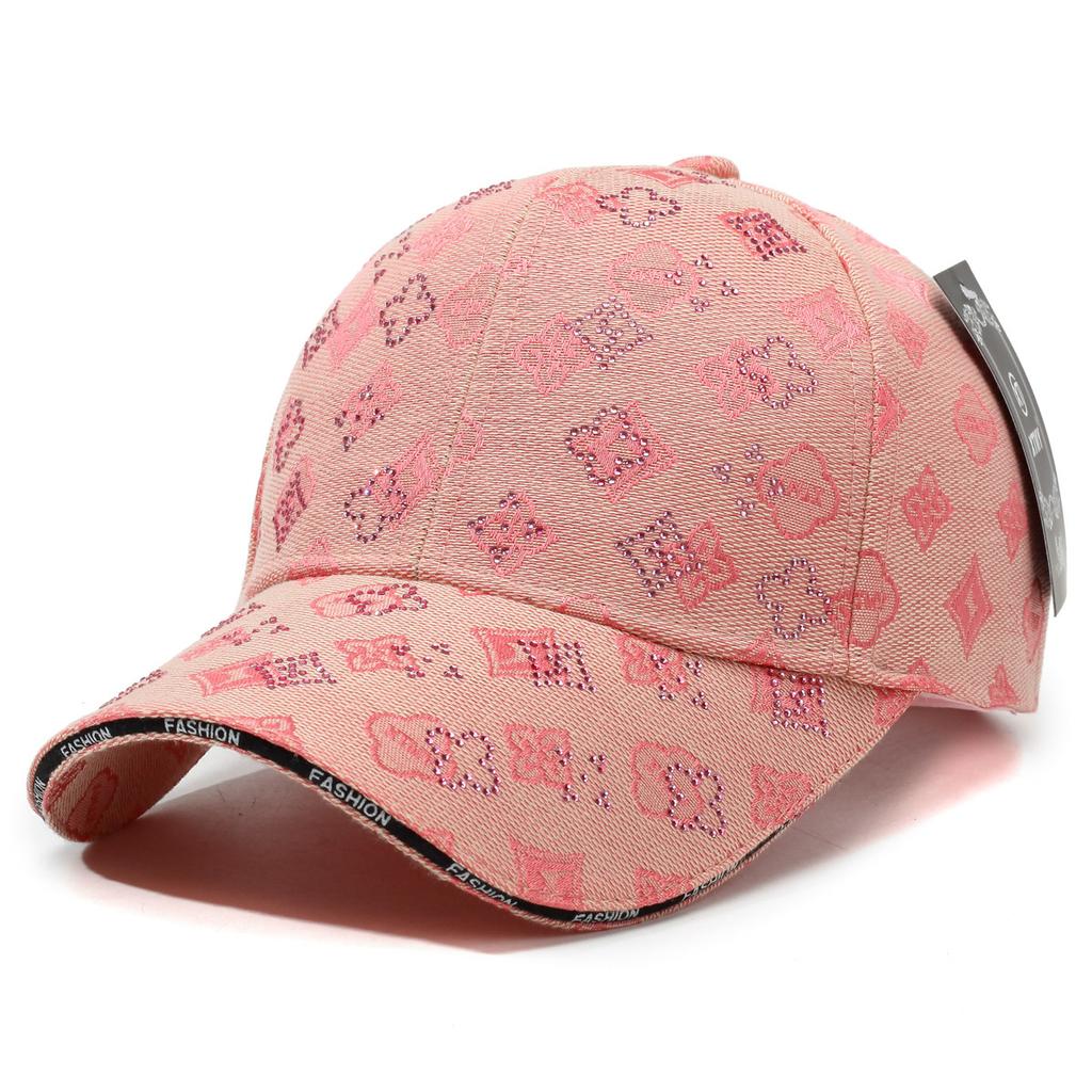 Crystal Rhinestone Monogram Sun Hat, Versatile Dome Baseball Cap, Casual Fashion Sports Visor, Face-Slimming Sun Protection Cap