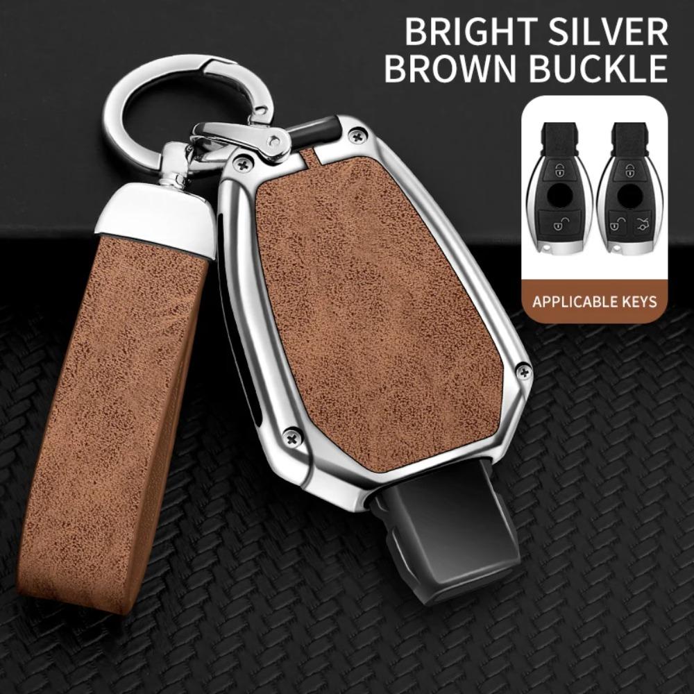 Leather Car Metal Key Case Cover Shell for Mercedes Benz A B C E Class GLS GLA GLK GLC CLS CLA AMG W204 W205 W212 W463 W176