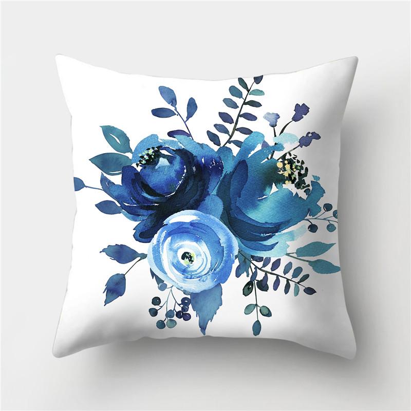 Чехлы на подушки с геометрическим рисунком 45x45, полиэстер, сине-серые наволочки, декоративные диванные подушки, чехлы для домашнего декора