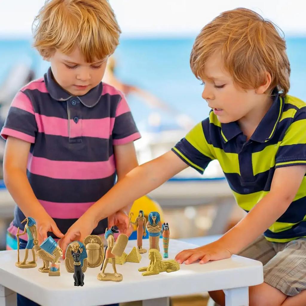 1 Set Of 12 Simulation Egyptian Pyramid Lion Face Like Mummy Box Jack Head Human Body God Toy Model, Suitable For Children Learn