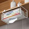 Кухонная полка для салфеток, подвешиваемая без перфорации, под шкафами, для хранения рулонов пищевой пленки, металлическая полка для многофункциональных влажных салфеток