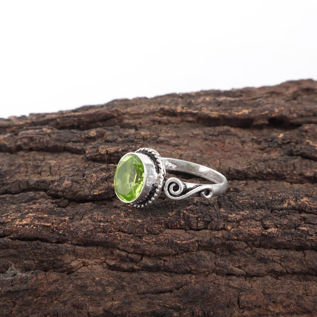 Peridot Ring Gemstone Jewelry, 925 Solid Sterling Silver Ring, Handmade Jewelry Birthstone Ring, Gift For Her