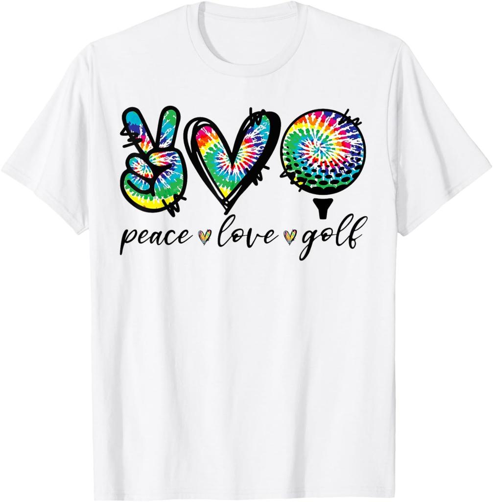 Peace Love Golf Tie Dye Funny Golf Player Design T-Shirt