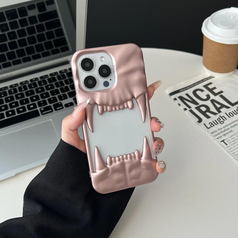 Крутой 3D Чехол для телефона с полым клыком для отвода тепла для iPhone 16 15 14 13 12 11 Pro Max Белый Противоударный Мягкий Силиконовый Чехол