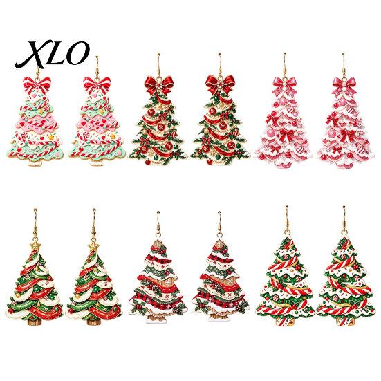 Colorful Holiday Gifts Christmas 2D Acrylic Earrings, Tree Dangle Earrings with Bow Women Fashion Decor, Lightweight Drop Jewelry, Decorations Jewelry