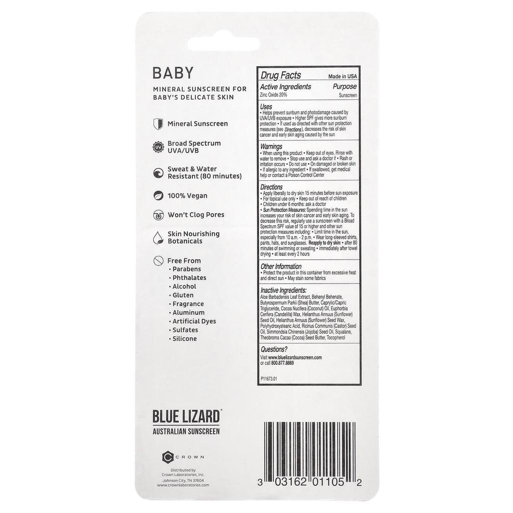 Blue Lizard Australian Sunscreen Детский, Минеральный солнцезащитный крем-карандаш, SPF50+, 0,5 унции (14 г)