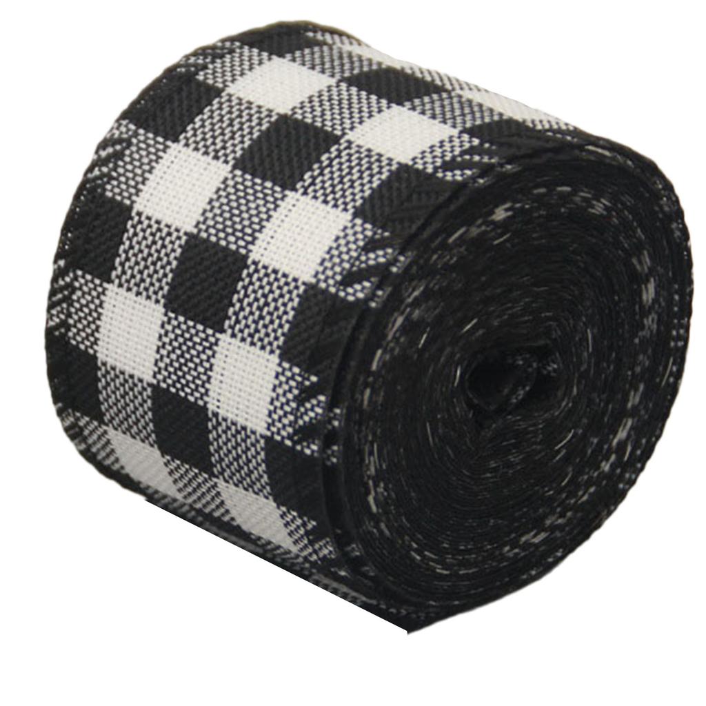 6M Christmas Checkered Wired Edge Weave Ribbon Plaid Black Red Green Diamond Check Pattern Craft Christmas Decoration Linen