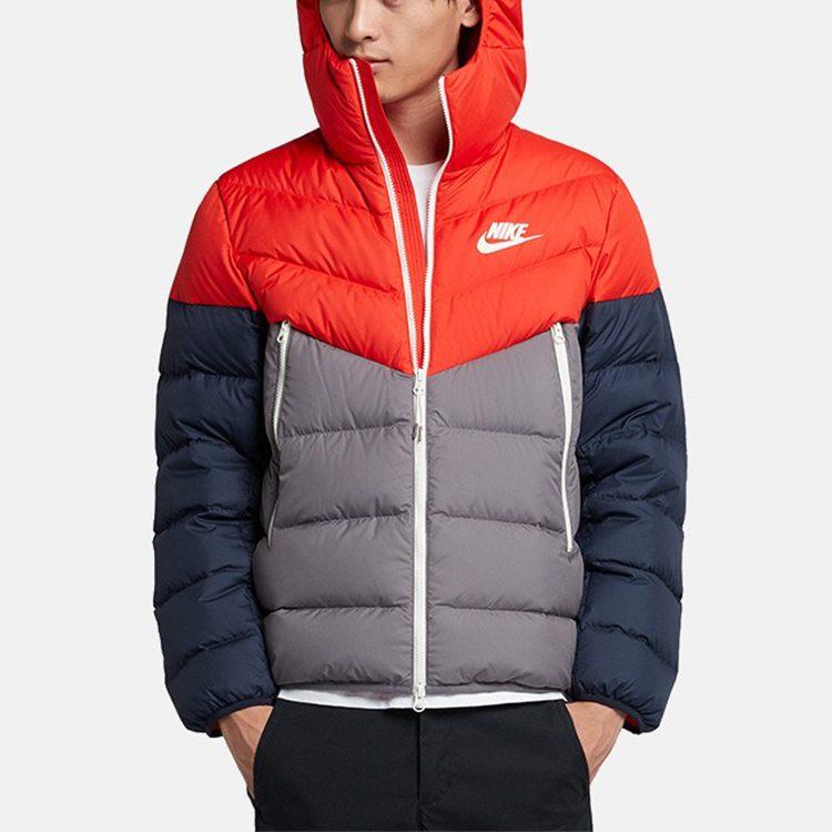 Nike Пуховики Мужские Красный Синий Серый Разноцветный С капюшоном Умеренный Другое 928834-634