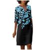 Women's Summer Casual Vintage Floral Leaf Print V-neck Half-sleeve Dress