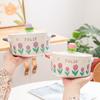 Миска для лапши быстрого приготовления Tulip с крышкой, керамическая миска для супа и риса, студенческое общежитие, миска для лапши быстрого приготовления, миска для фруктового салата