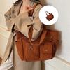 Women’s Corduroy Underarm Handbag Multi Pocket Storage Lightweight Commuters Bag For Office Travel Essential  White