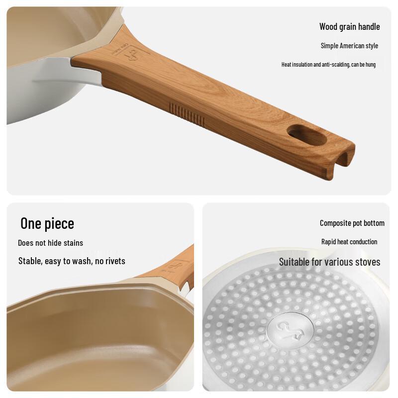 CateMaker Wood-Stone Octagonal Non-stick Frying Pan