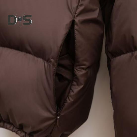 Winter Women Coat Stand Collar Neck Protection Zipper Closure Long Sleeves Windproof Heat Retention Padded Down Coat Men Slim Fit Outdoor Jacket