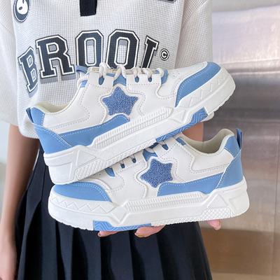 Молочно-голубые звездные маленькие белые туфли женские весенние новые универсальные туфли на толстой подошве модные студенческие повседневные туфли для сёрфинга