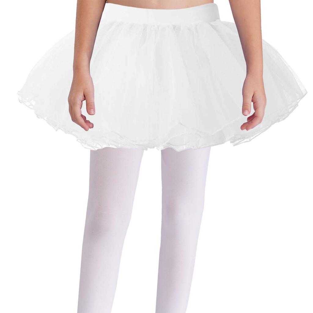 Girls Dance Clothing Elastic Waistband Tutu Mesh Skirt Solid Color Four Layer Dance Skirt