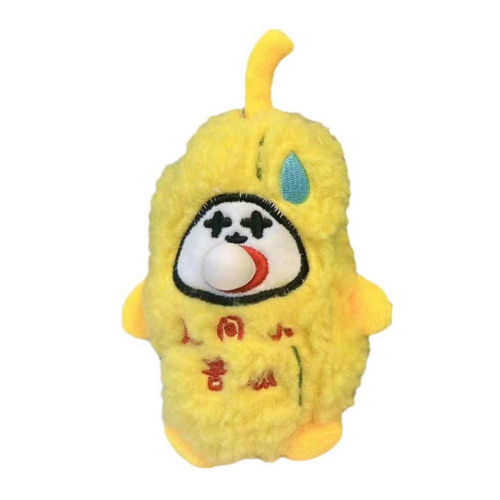 Cartoon Bitter Gourd Plush Keychain Spit Bubble Bitter Gourd Doll Keyring Car Keys Accessories