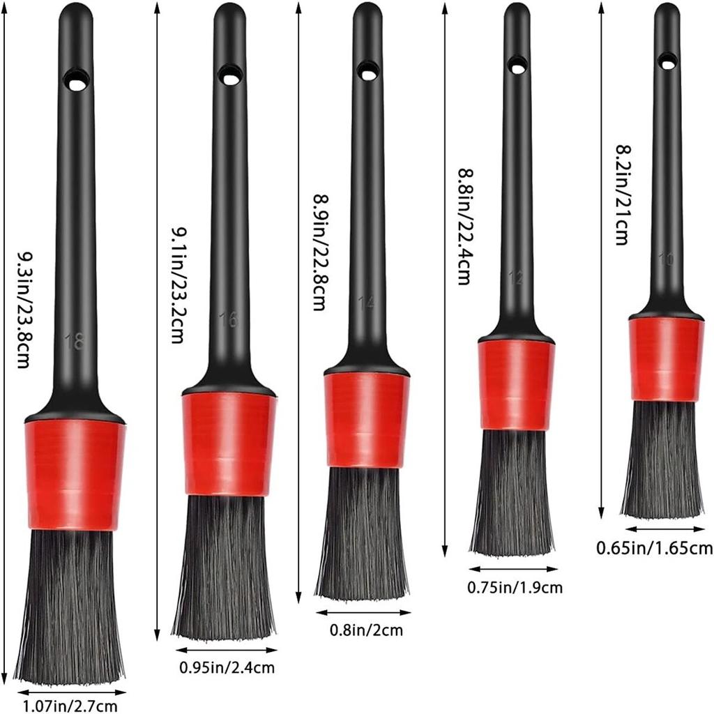 Набор из 5 щеток для детализации автомобиля Премиальное волокно Многофункциональная чистящая щетка для чистки колес, двигателя, салона, воздуховодов Комплект для мытья