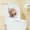 3D Проходная наклейка на кошачий туалет, съемная, самоклеящаяся, водонепроницаемая, ПВХ, настенное искусство для гостиной, ванной комнаты, сломанное отверстие, украшение для крышки унитаза с изображением котенка