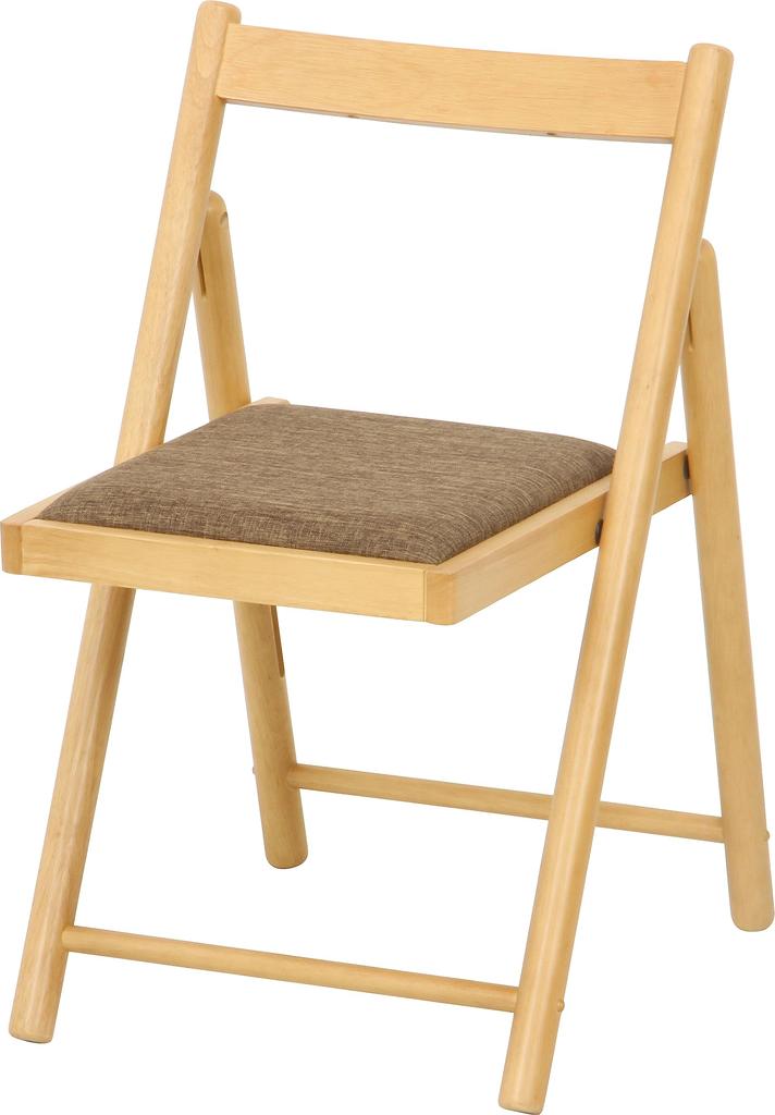 Fuji Boeki Folding Chair with Seat Cushion, Natural Wood, Lightweight, Fully Assembled, 43cm Wide X 53cm Deep X 70cm High, Natural Milan, 10881