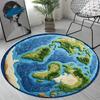 Globe Design Plush Carpet, Round Soft  Sound-Absorbing Rug, Cozy Floor Mat for Bedroom, Study, Office Decor