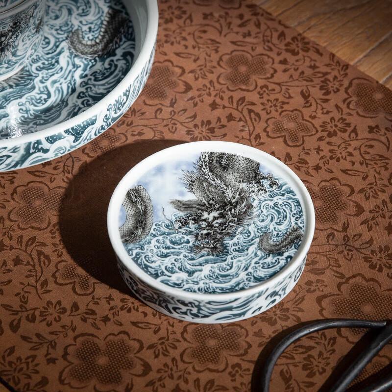 Chaxun Vintage Blue and White Ocean Wave Gaiwan Tea Set