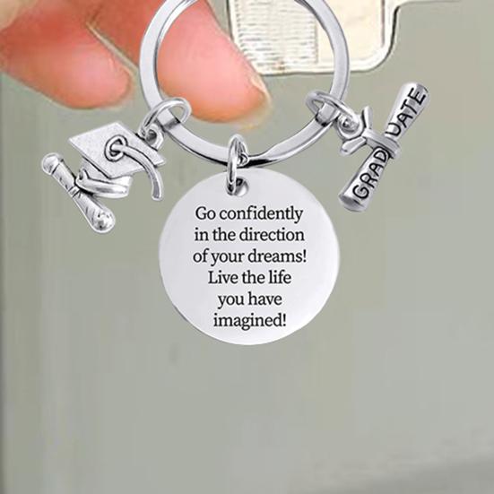 Yousheng Подарки на выпускной для нее и него, брелок из нержавеющей стали для выпускного класса 2025 года, вдохновляющий брелок, подарок для выпускников колледжей и старших классов