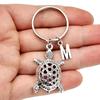 26 Letters Initial Keychain Turtle Pendant Key Chain Cute Turtle Charm Keyring Turtle Lover Jewelry Gifts