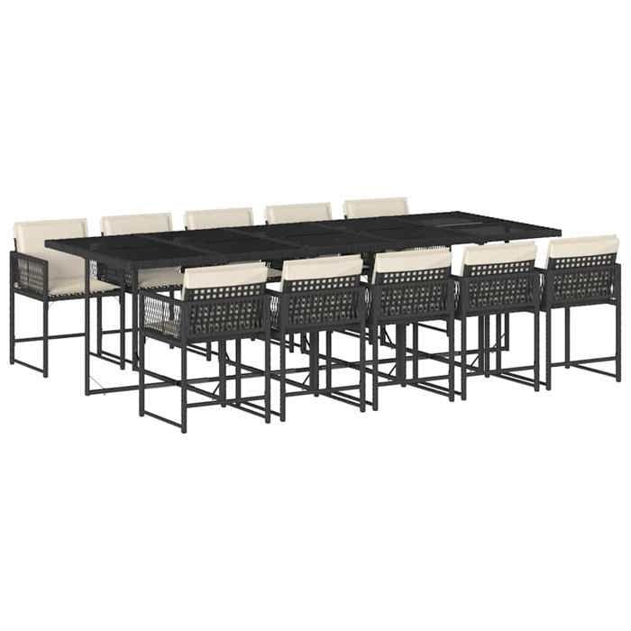 VidaXL Ensemble à Manger de Jardin avec Coussins 11 pcs, Table et Chaises à Dossier Rabattable, Meubles d'Extérieur Patio 3211470