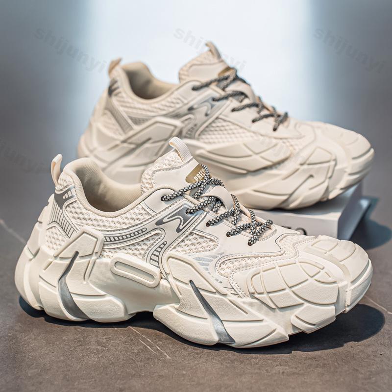 Модные нишевые мужские кеды с низкой посадкой и толстой подошвой, повседневная спортивная обувь 2025 осень, новинка, сетчатые дышащие удобные модные универсальные массивные кроссовки