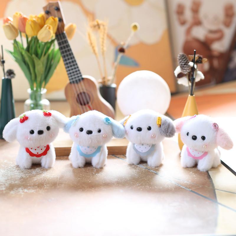 Dog Plush Scarf Toy Keychain Backpack Charm Stuffed With Pp Cotton Gift For Kids