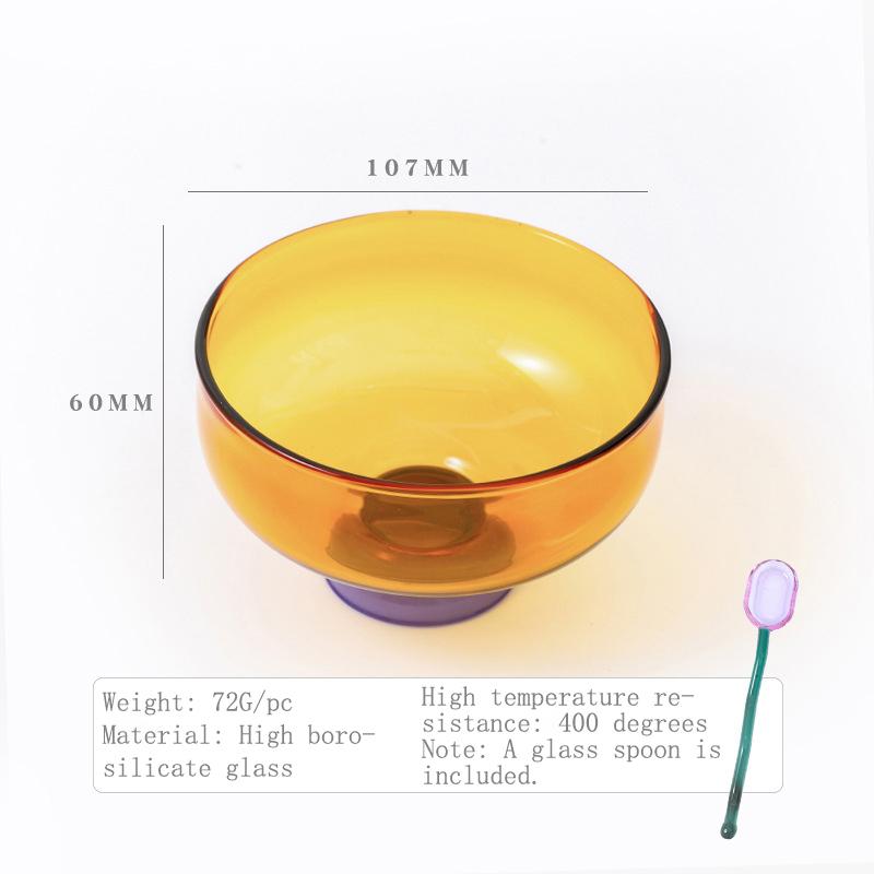 Витражный прозрачный бокал, чаша, набор ложек, чаша из боросиликатного стекла, фруктовый салат, десертные миски, бытовая посуда