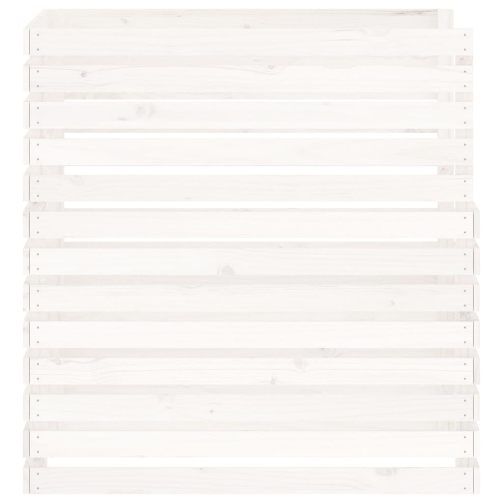 Vidaxl Kompostownik, Biały, 100X100X102 Cm, Lite Drewno Sosnowe