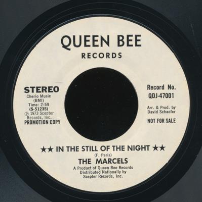 7-дюймовая пластинка MARCELS - In The Still Of The Night PROMOQDJ47001 Queen Bee 1973 США Рок Б/у