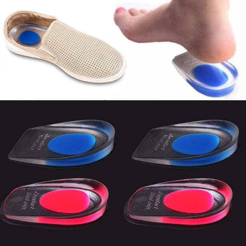 Soft Silicone Increase Heel Support Pad Cup Gel Shock Cushion Orthotic Insole Plantar Care