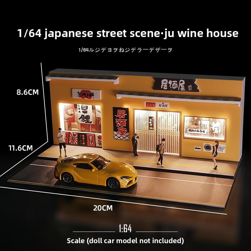 Lighting Japanese-style Ramen Shop Sushi Shop Miniature Scene for 1/64 Car Model Collection Home Decor Display Ornaments