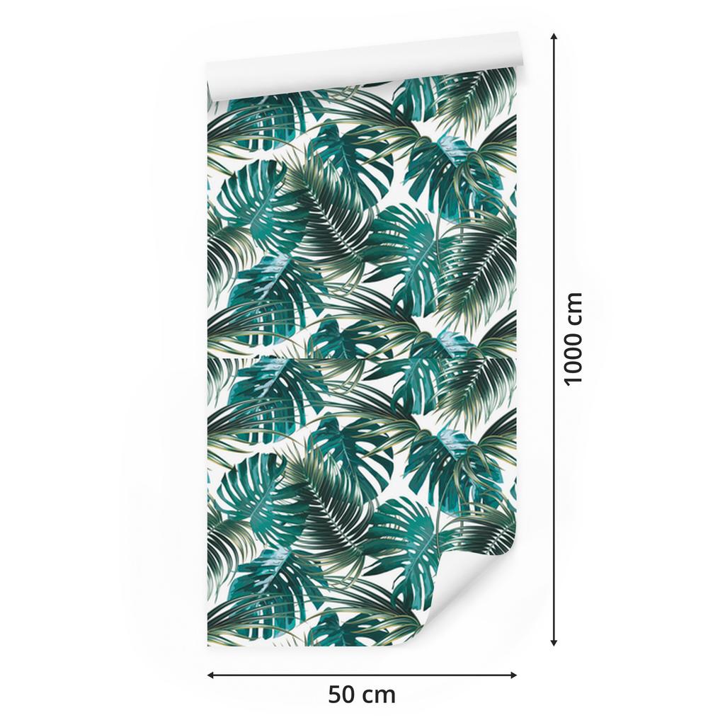 Palm and Monstera Leaves Wallpaper for Living Room and Bedroom 50x1000