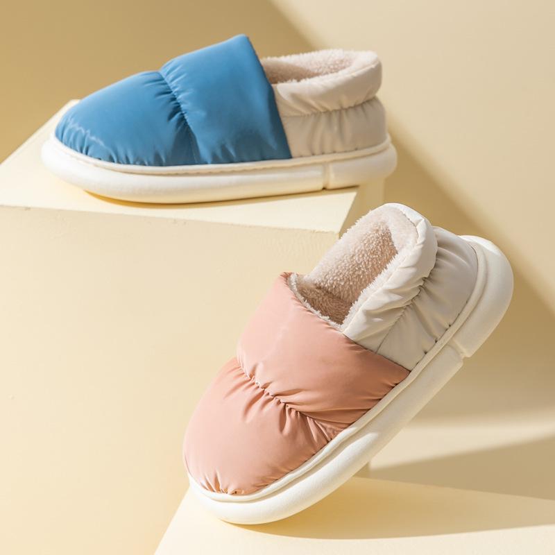 Женские зимние домашние/уличные хлопковые тапочки - Закрытая пятка, Толстая подошва, Теплые и уютные