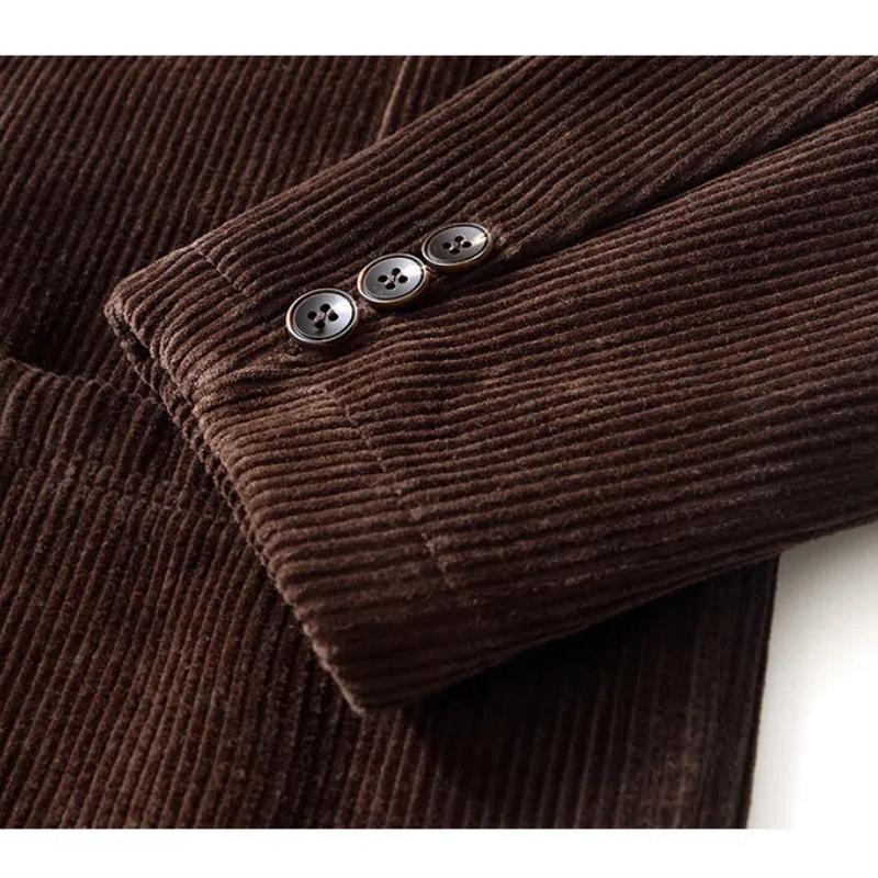 Осеннее и зимнее теплое пальто, мужские пригородные британские костюмы и блейзеры, вельветовая флисовая куртка, однотонные утепленные куртки в простом стиле