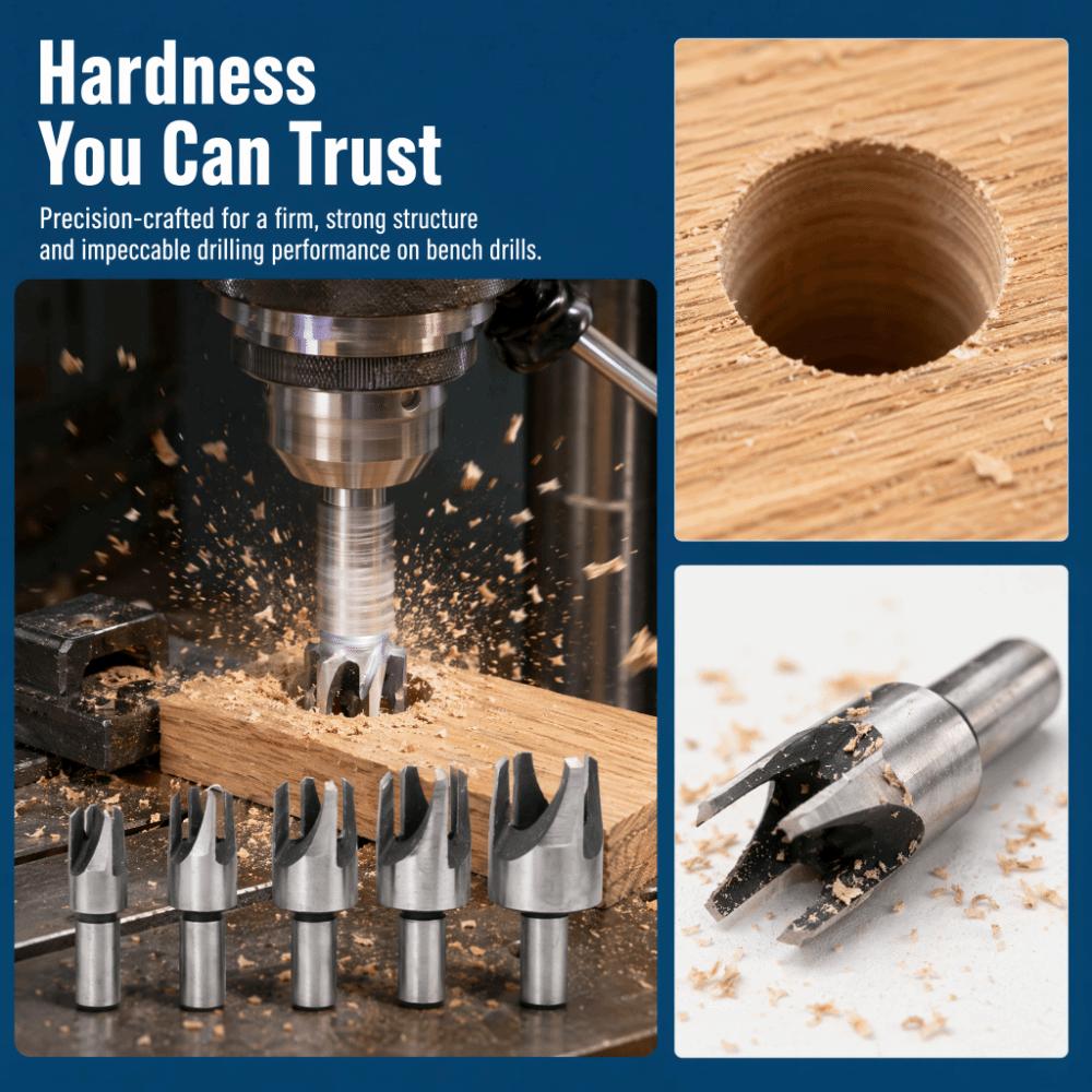 4pcs 45# Carbon Steel Wood Plug Cutter Tool High Carbon Steel Drill Bits For Woodworking