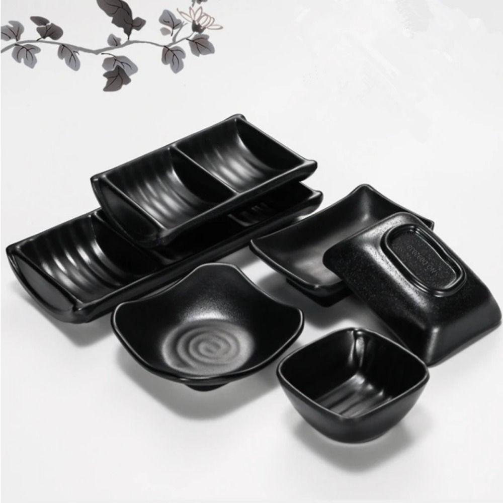 Black Seasoning Plate Japanese Style Sushi Soy Dipping Sauce Bowl Snack Plate  Home