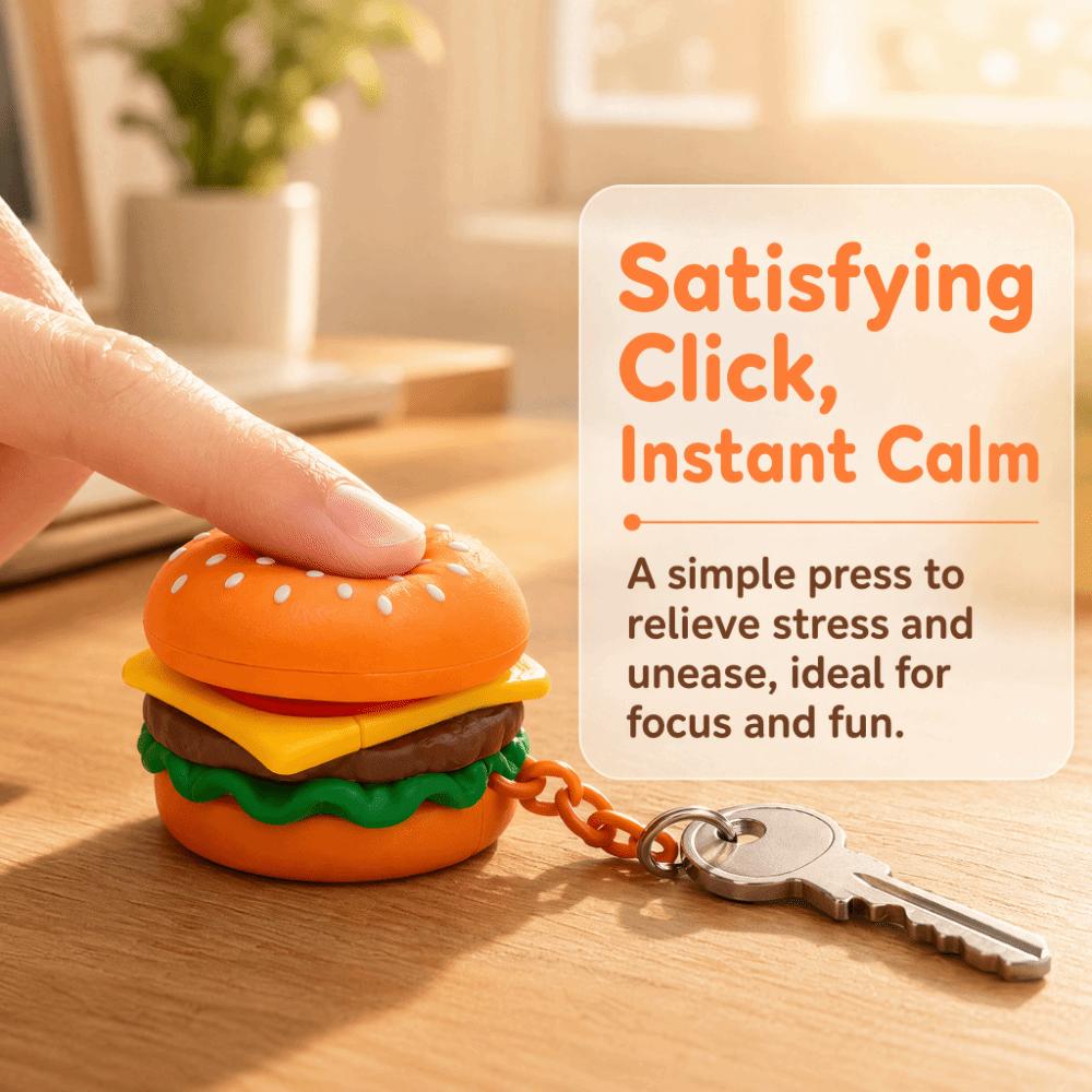 3D Printed Calming Keychain Keys Finger Button Foods Clicker Key Chain Children Adults