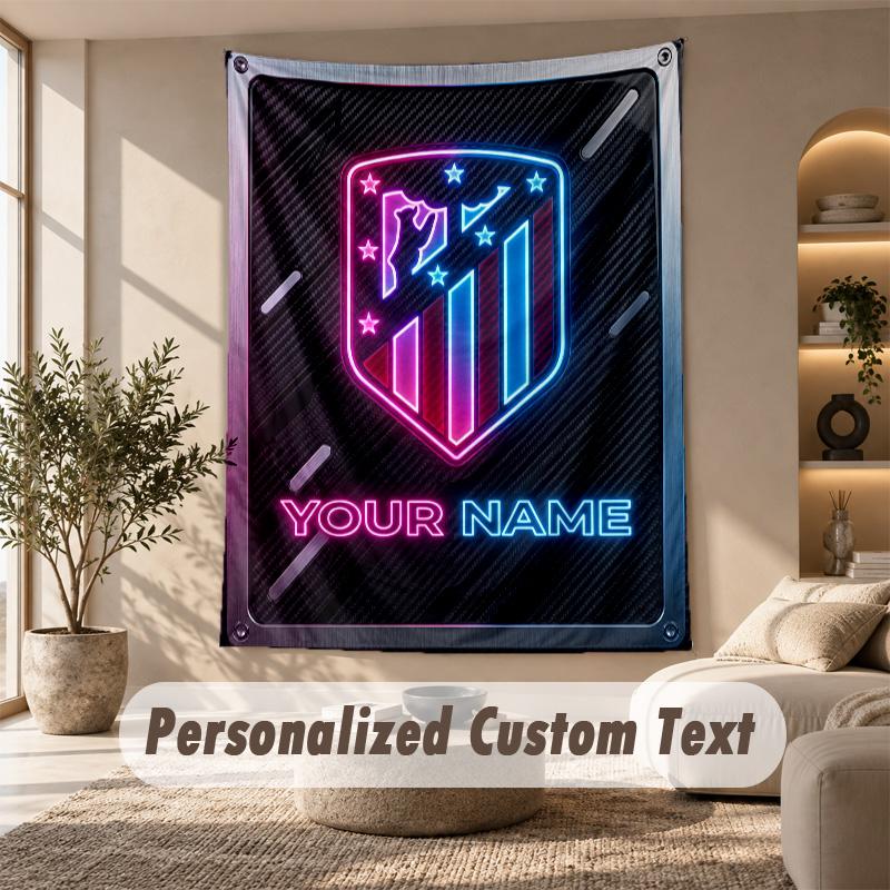 Tapestry Custom Name Text, Wall Hanging Tapestry Home Room DecorAtletico Madrid