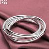 925 Sterling Silver Three Line Smooth Bracelet Fashion Wedding Jewelry