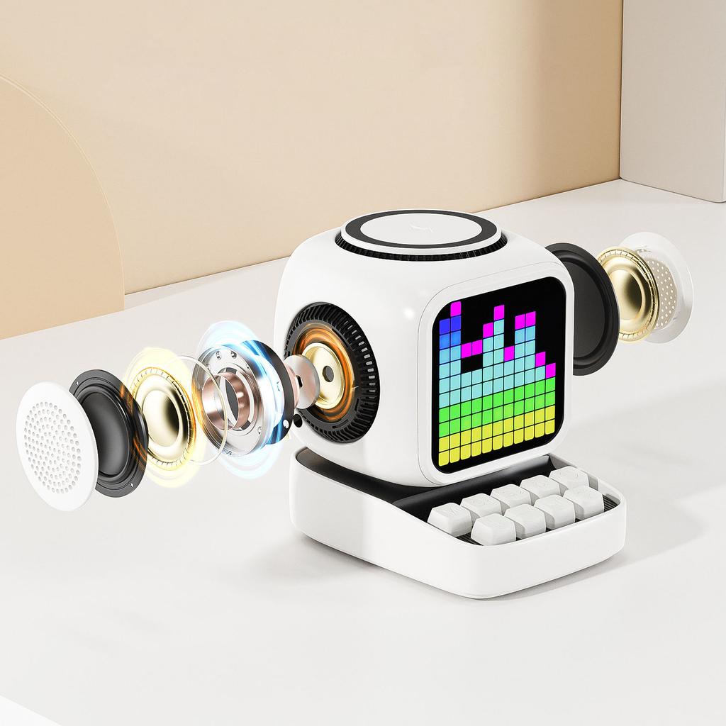 Bluetooth-совместимая колонка с магнитами, 15 Вт, быстрая зарядка, визуализаторы звука, сенсорное управление, светодиодный узор, двойной будильник C