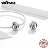 WOSTU Carved Snowflakes Pendant Charm Authentic 925 Sterling Silver Bead for 3MM Original Silver Bracelet Necklace Jewelry