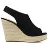 Allegra K Women's Wedge Sandals with Backstrap Platform Espadrilles, Black, Size 27.0cm