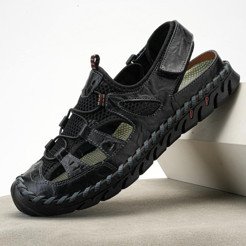 EAEOVCNIVintage Style Mens Sandals Classic Roman Mesh Shoes Comfortable Casual Summer Shoes Outdoor Beach Sandals Male Wading Aq